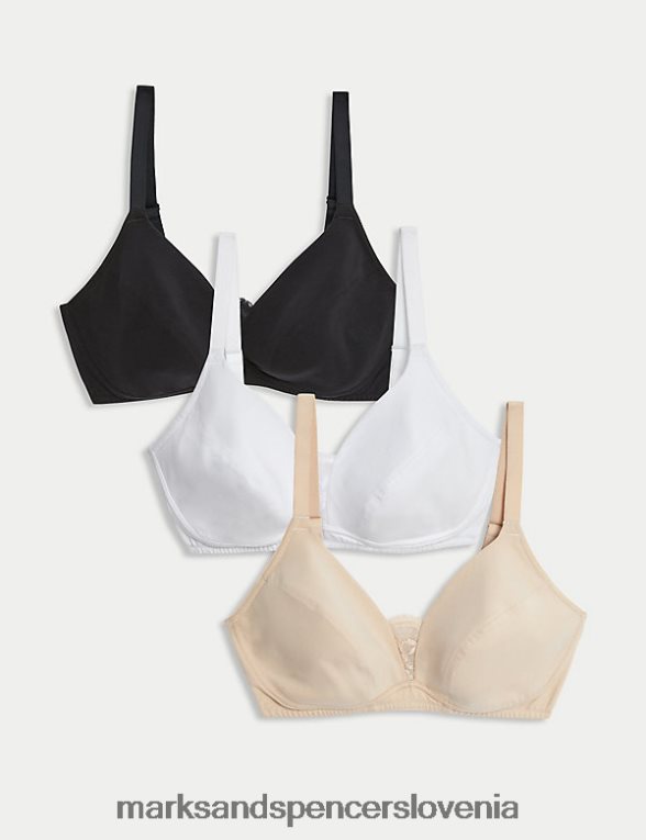 3pk nedrčki s polnimi košaricami iz bombaža in čipke črna mešanica Marks & Spencer oblačila uniseks 6T8F6X3933