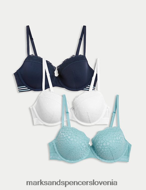 3pk nedrčki za balkon s čipko in mrežico turkizna mešanica Marks & Spencer oblačila uniseks 6T8F6X3948
