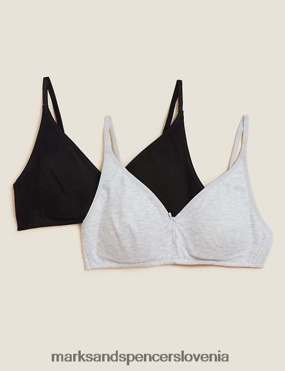 Prvi nedrček brez žic bralette 2pk črna/siva Marks & Spencer oblačila uniseks 6T8F6X4367