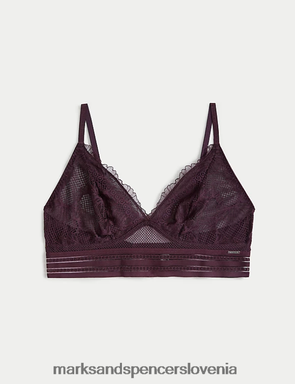 bralette brez žic iz marsejske čipke temno vijolična Marks & Spencer oblačila uniseks 6T8F6X4740