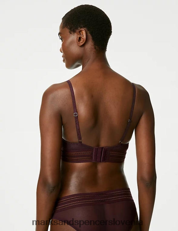 bralette brez žic iz marsejske čipke temno vijolična Marks & Spencer oblačila uniseks 6T8F6X4740