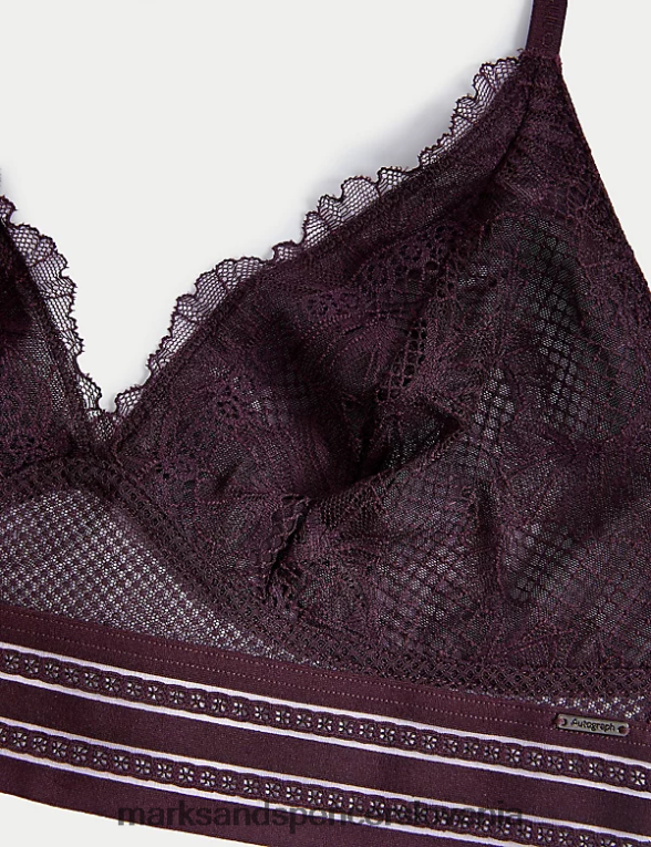 bralette brez žic iz marsejske čipke temno vijolična Marks & Spencer oblačila uniseks 6T8F6X4740