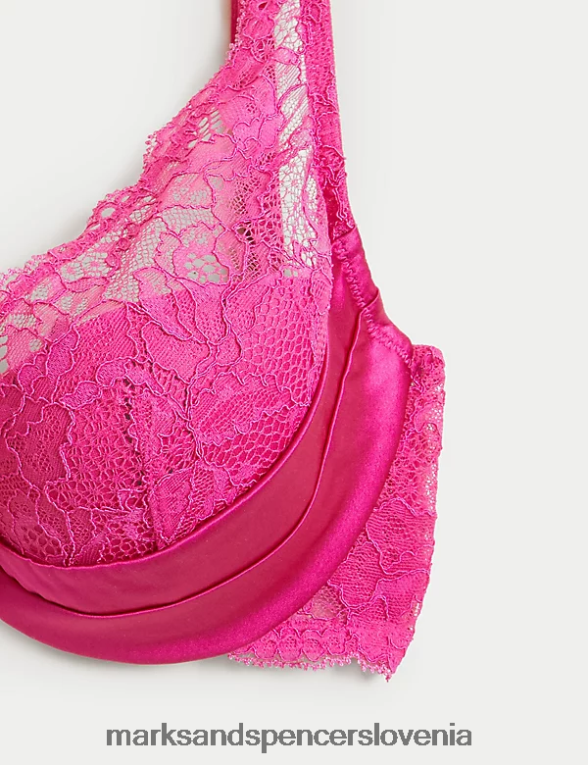 čipkast modrček s svilo in žicami roza Marks & Spencer oblačila uniseks 6T8F6X3869