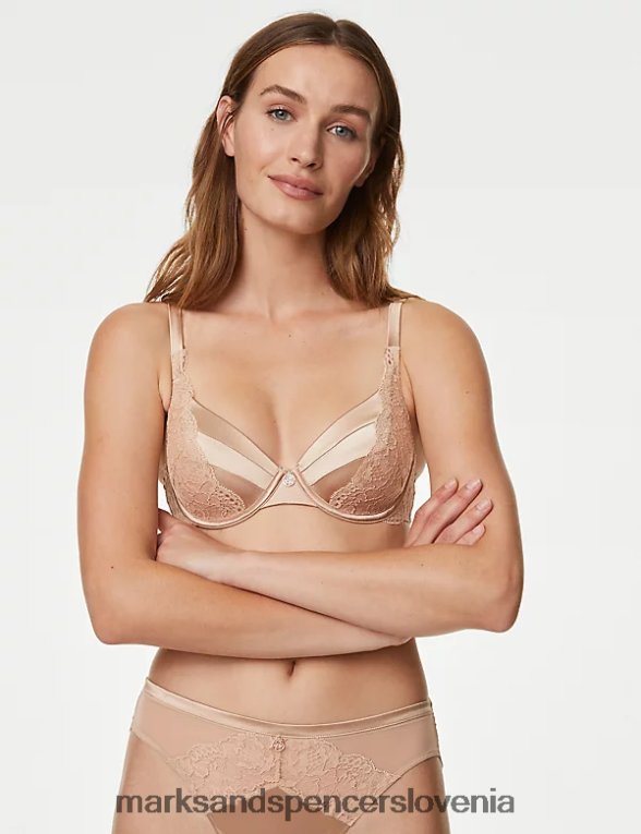 čipkast nedrček s polnimi košaricami in svilo rožnati kremen Marks & Spencer oblačila uniseks 6T8F6X4390