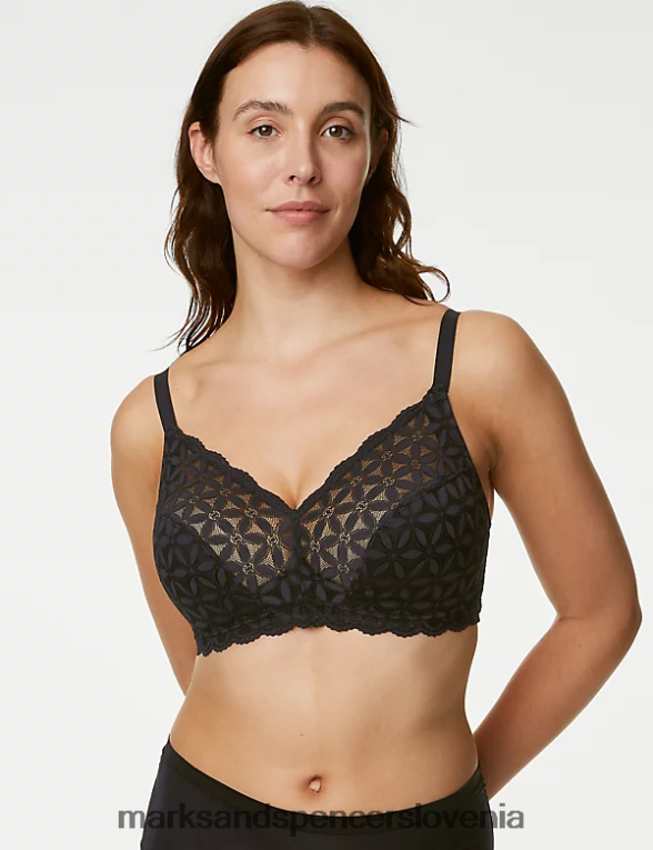 čipkast nepodložen bralette Črna Marks & Spencer oblačila uniseks 6T8F6X3787