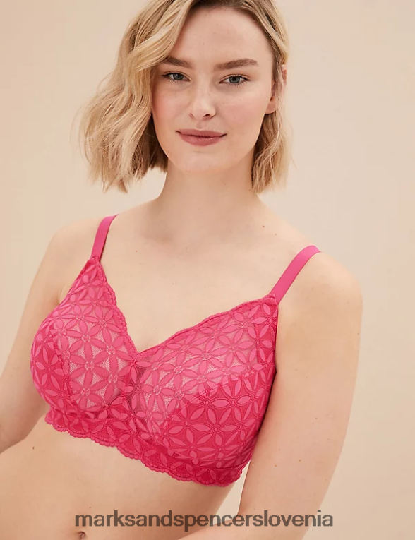 čipkast nepodložen bralette svetlo roza Marks & Spencer oblačila uniseks 6T8F6X4125