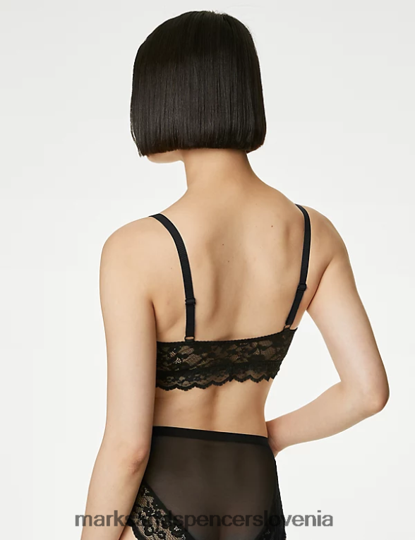 čipkasti brezžični bralette Črna Marks & Spencer oblačila uniseks 6T8F6X4106