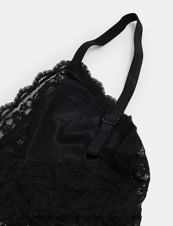 čipkasti brezžični bralette Črna Marks & Spencer oblačila uniseks 6T8F6X4106