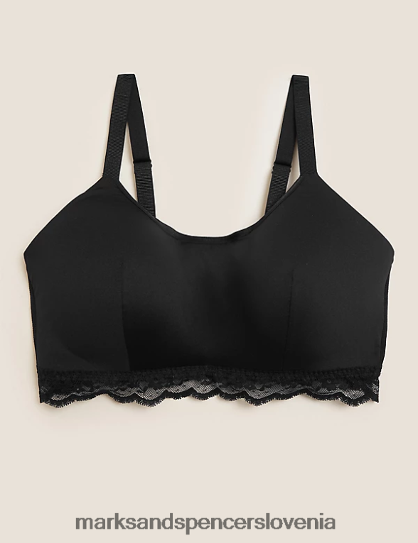 čipkasto obrobo brez žičke crop top a-e Črna Marks & Spencer oblačila uniseks 6T8F6X4063