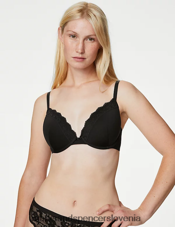 čipkasto podložen nedrček z žico Črna Marks & Spencer oblačila uniseks 6T8F6X3790