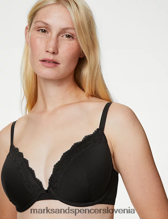 čipkasto podložen nedrček z žico Črna Marks & Spencer oblačila uniseks 6T8F6X3790