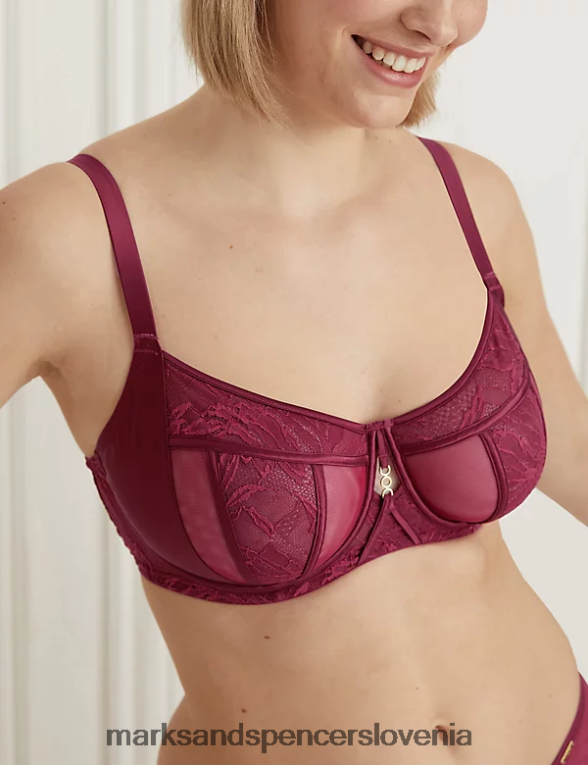 lexington nedrček s pomanjšanim oprijemom iz čipke in mrežaste mreže klaret Marks & Spencer oblačila uniseks 6T8F6X3716