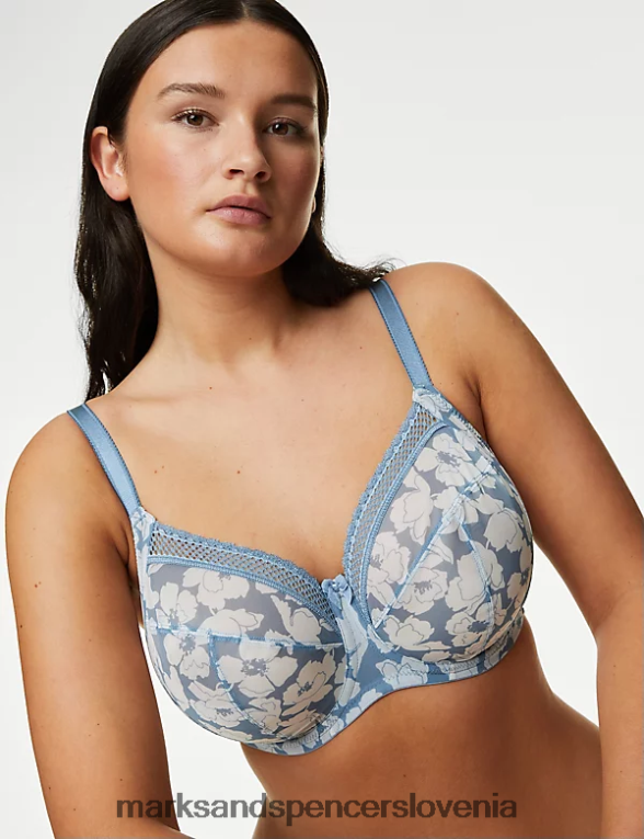 nedrček z dodatno oporo s potiskano mrežico sivo modra Marks & Spencer oblačila uniseks 6T8F6X4283