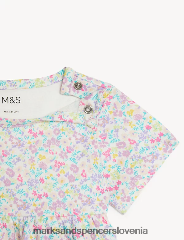 cvetlična obleka iz čistega bombaža slonovina Marks & Spencer oblačila uniseks 6T8F6X7725