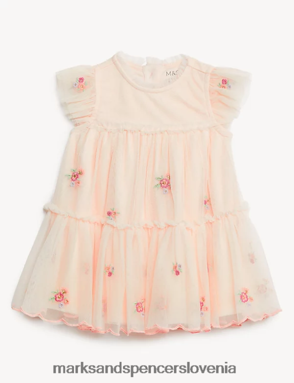 cvetlično vezena obleka iz tila roza Marks & Spencer oblačila uniseks 6T8F6X7635