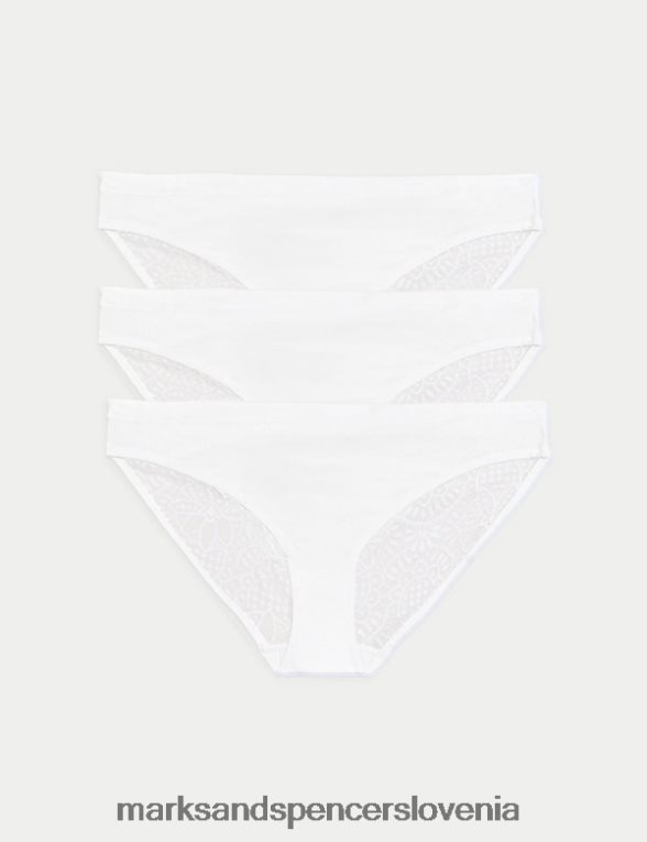3pk bikini hlačke iz mehke čipke bela Marks & Spencer oblačila uniseks 6T8F6X3808