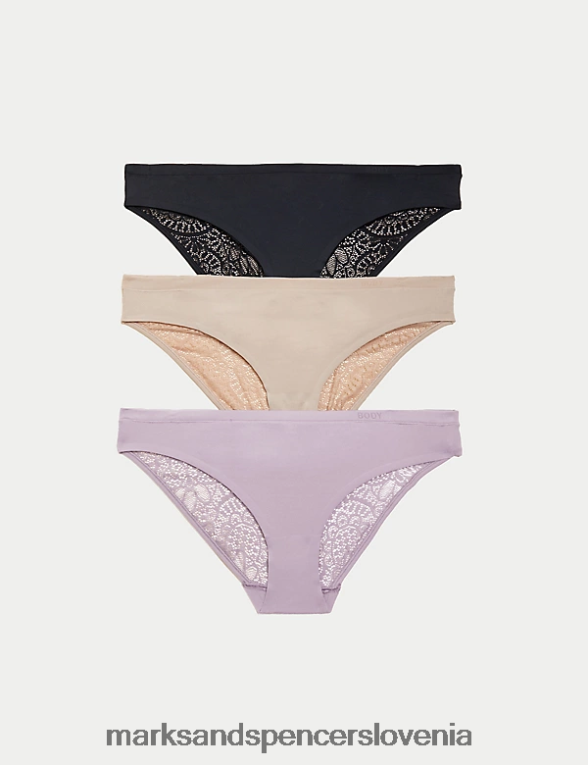 3pk bikini hlačke iz mehke čipke oprašena lila Marks & Spencer oblačila uniseks 6T8F6X4160