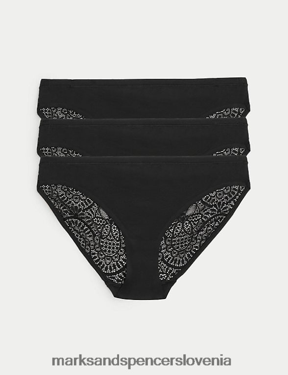 3pk bikini hlačke iz mehke čipke Črna Marks & Spencer oblačila uniseks 6T8F6X4159