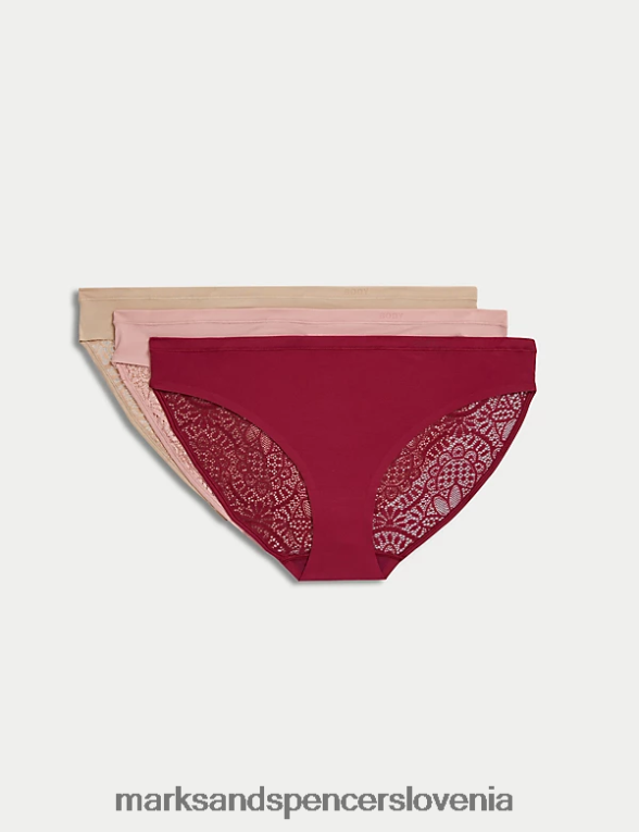 3pk bikini hlačke iz mehke čipke temna malina Marks & Spencer oblačila uniseks 6T8F6X4161