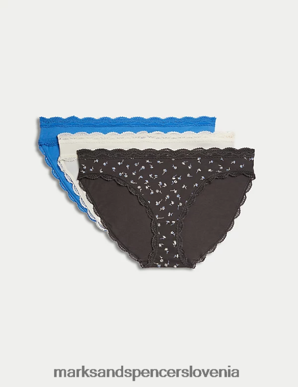 3pk bogate bombažne potiskane bikini hlačke temno siva Marks & Spencer oblačila uniseks 6T8F6X4632