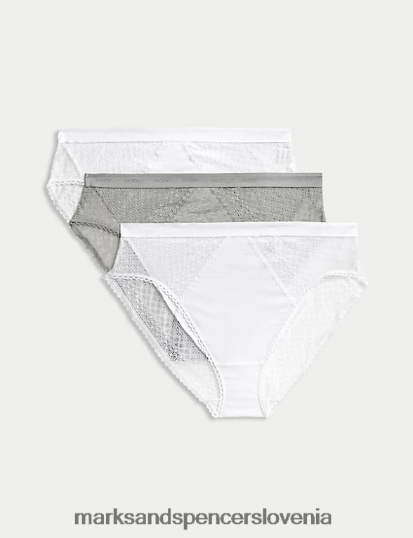 3pk bombažne spodnje hlače z visokim pasom bela mešanica Marks & Spencer oblačila uniseks 6T8F6X3982