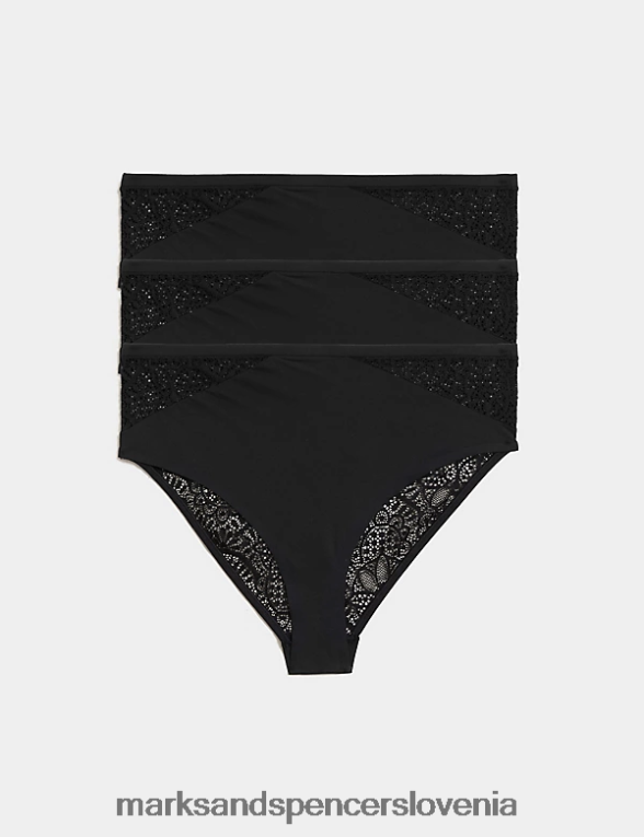 3pk mehke brazilske hlačke z visokim pasom Črna Marks & Spencer oblačila uniseks 6T8F6X4433