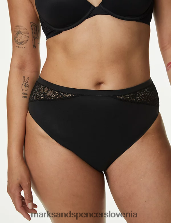 3pk mehke brazilske hlačke z visokim pasom Črna Marks & Spencer oblačila uniseks 6T8F6X4433