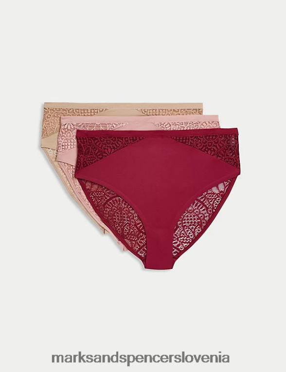 3pk mehke brazilske hlačke z visokim pasom temna malina Marks & Spencer oblačila uniseks 6T8F6X4788