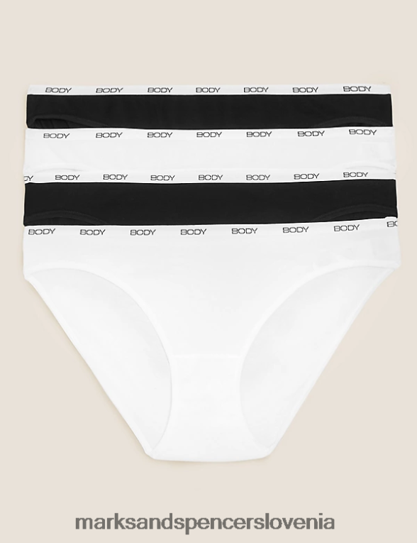 4pk supima bogate bombažne bikini hlačke črna mešanica Marks & Spencer oblačila uniseks 6T8F6X4634