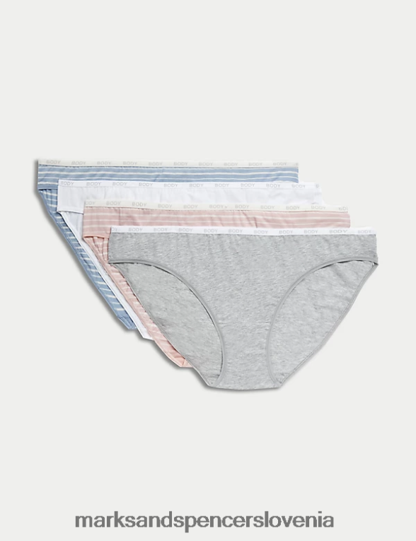 4pk supima bogate bombažne bikini hlačke svetlo modra mešanica Marks & Spencer oblačila uniseks 6T8F6X4164