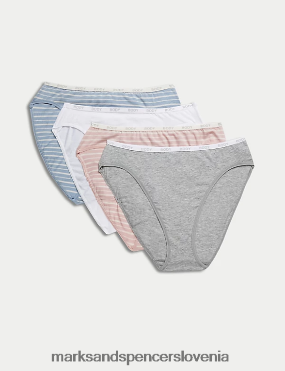 4pk supima bogate bombažne hlačke z visokimi nogavicami svetlo modra mešanica Marks & Spencer oblačila uniseks 6T8F6X4555