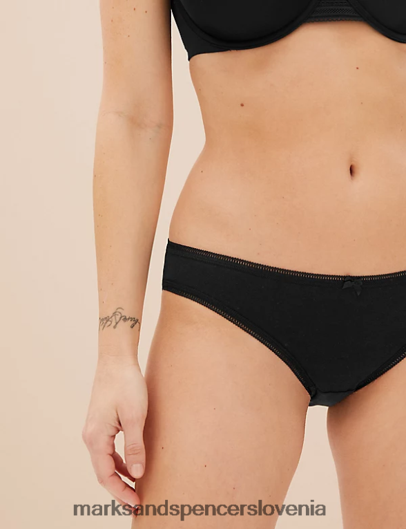 5pk bombažne bikini hlačke iz likre Črna Marks & Spencer oblačila uniseks 6T8F6X4174