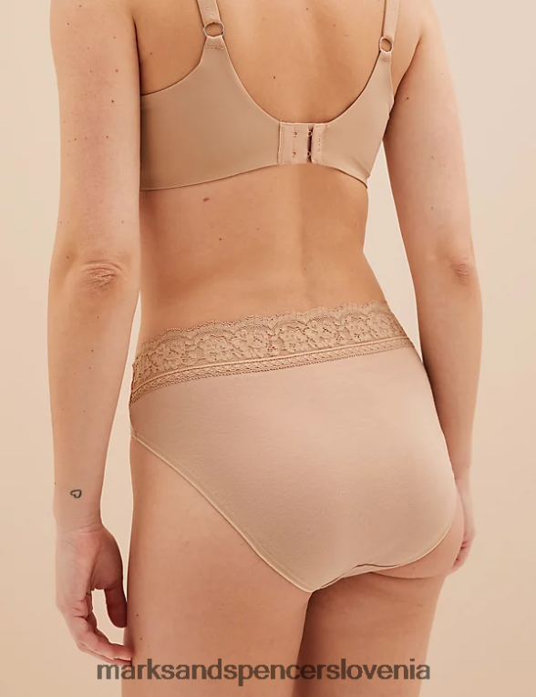 5pk bombažne hlačke iz likre in čipke rožnati kremen Marks & Spencer oblačila uniseks 6T8F6X4086