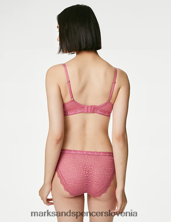 Bikini hlačke iz 3 kosov čipke in mreže mešanica malin Marks & Spencer oblačila uniseks 6T8F6X4346