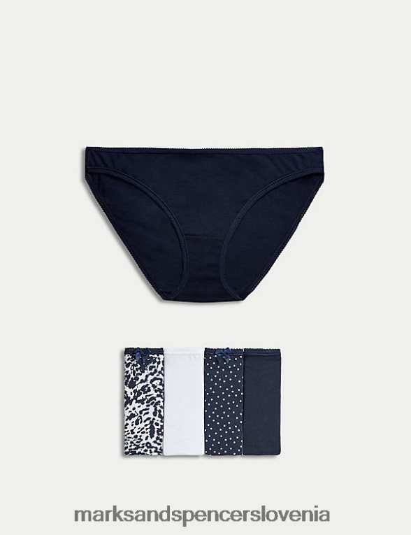 Bikini hlačke iz 5 kosov bombaža in likre mornarska mešanica Marks & Spencer oblačila uniseks 6T8F6X3764