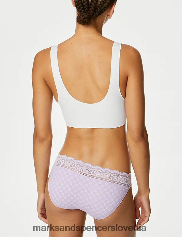 Bikini hlačke s potiskom iz mešanice bombaža 5 kosov mešanica lila Marks & Spencer oblačila uniseks 6T8F6X4102