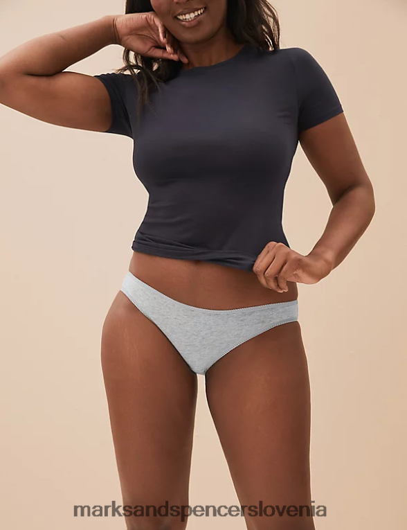 Nizke bikini hlačke iz bombaža in likre iz 5 kosov siva mešanica Marks & Spencer oblačila uniseks 6T8F6X4518