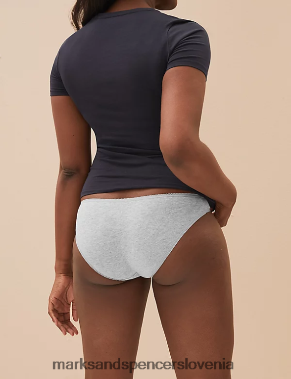 Nizke bikini hlačke iz bombaža in likre iz 5 kosov siva mešanica Marks & Spencer oblačila uniseks 6T8F6X4518