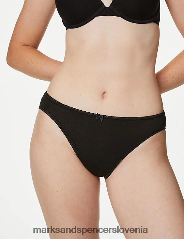 Visoke spodnje hlače iz lycre iz 5 kosov bombaža Črna Marks & Spencer oblačila uniseks 6T8F6X3713