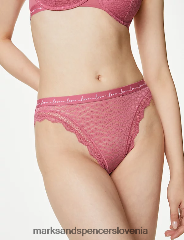 Visoke spodnje hlače iz mreže in čipke iz 3 kosov mešanica malin Marks & Spencer oblačila uniseks 6T8F6X4661