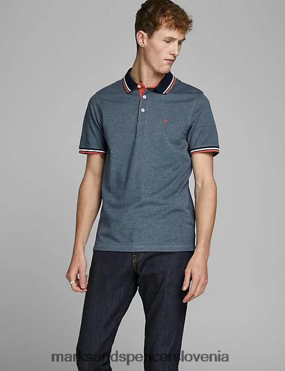ozka polo majica s konico iz čistega bombaža denim Marks & Spencer oblačila uniseks 6T8F6X4889