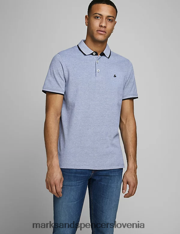 ozka polo majica s konico iz čistega bombaža kobalt Marks & Spencer oblačila uniseks 6T8F6X5230