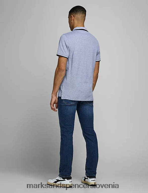 ozka polo majica s konico iz čistega bombaža kobalt Marks & Spencer oblačila uniseks 6T8F6X5230