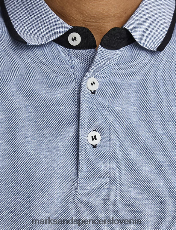 ozka polo majica s konico iz čistega bombaža kobalt Marks & Spencer oblačila uniseks 6T8F6X5230