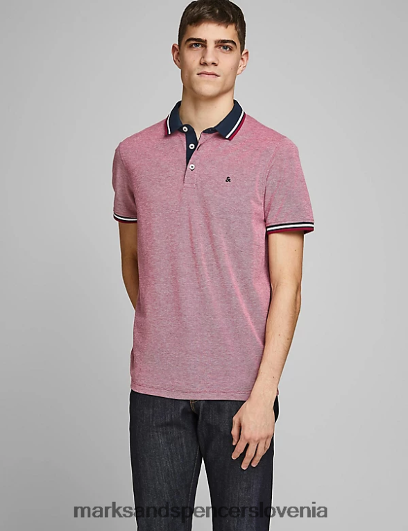 ozka polo majica s konico iz čistega bombaža rdeča Marks & Spencer oblačila uniseks 6T8F6X5231