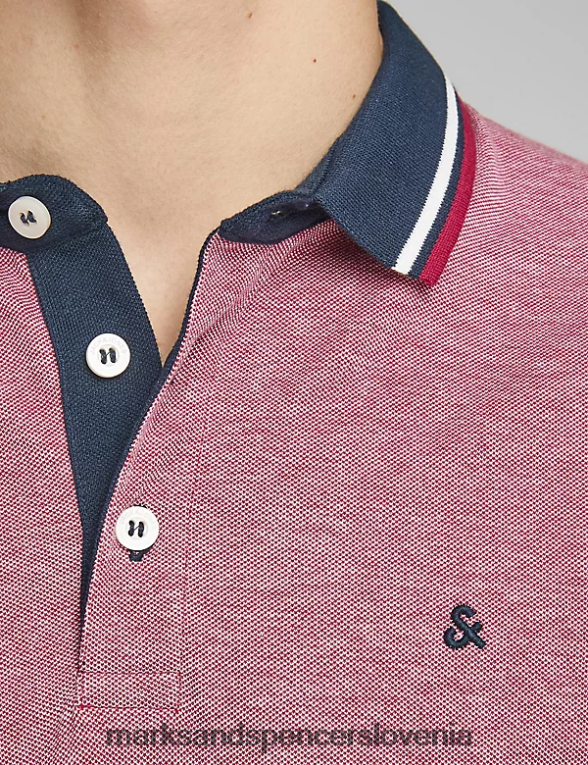ozka polo majica s konico iz čistega bombaža rdeča Marks & Spencer oblačila uniseks 6T8F6X5231