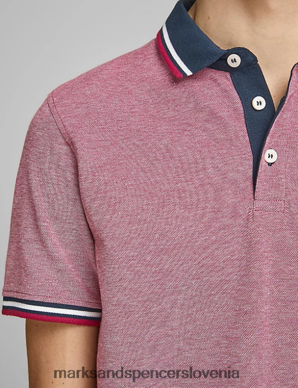 ozka polo majica s konico iz čistega bombaža rdeča Marks & Spencer oblačila uniseks 6T8F6X5231