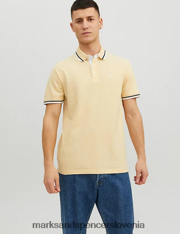 ozka polo majica s konico iz čistega bombaža rumena Marks & Spencer oblačila uniseks 6T8F6X5233