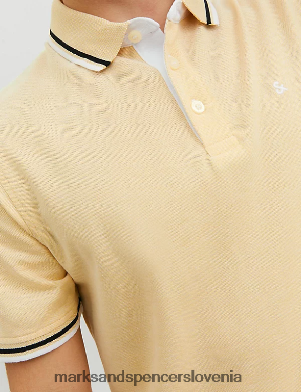 ozka polo majica s konico iz čistega bombaža rumena Marks & Spencer oblačila uniseks 6T8F6X5233