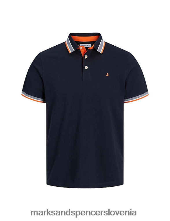 ozka polo majica s konico iz čistega bombaža temna mornarica Marks & Spencer oblačila uniseks 6T8F6X5236